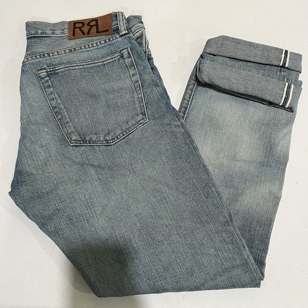 RRL Double RL Slim Fit Japan Woven Selvedge Denim Jeans Men's (32x32) Light Wash